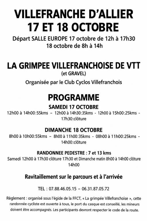 La grimpée Villefranchoise :  VTT et marche (Villefranche d\'Allier)