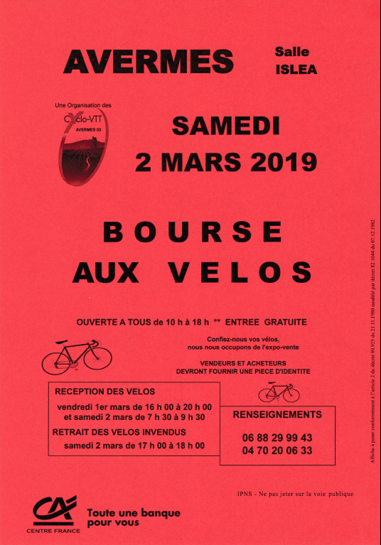 Bourse aux Vélos des CycloVtt d\'Avermes
